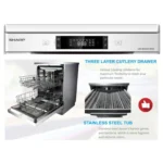 Lave-Vaisselle Sharp 14 Couverts Blanc QW MA814WH2 – Performance et Efficacité pour Votre Cuisine – Image 3