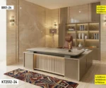 Ensemble Bureau + Bibliothèque KT2512-24 – Grand Bureau Bois Beige avec Rangement