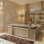 Ensemble Bureau + Bibliothèque KT2512-24 – Grand Bureau Bois Beige avec Rangement
