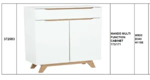 Meuble Multifonction Mando – Design Scandinave Blanc/Oak – Image 2